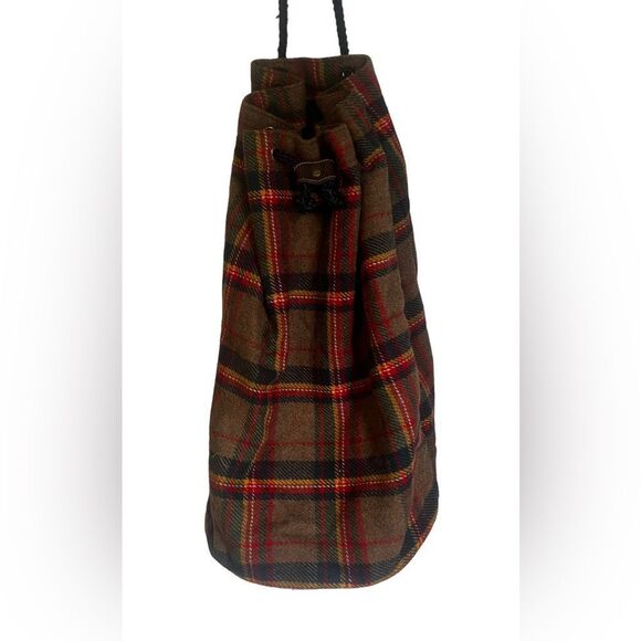 Vintage Gap Tartan Plaid Drawstring Backpack Wool Mt. Whistler Lodge Y2K 90s - Picture 3 of 11
